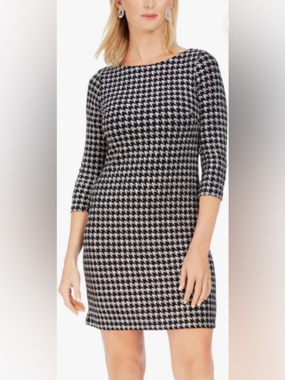 Jessica Howard Women’s Glitter Houndstooth Shift Dress
